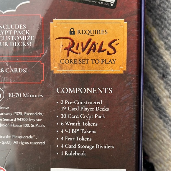 NEW and Sealed | Vampire: The Masquerade- Rivals: Shadows & Shrouds Expansion - Picture 5 of 5